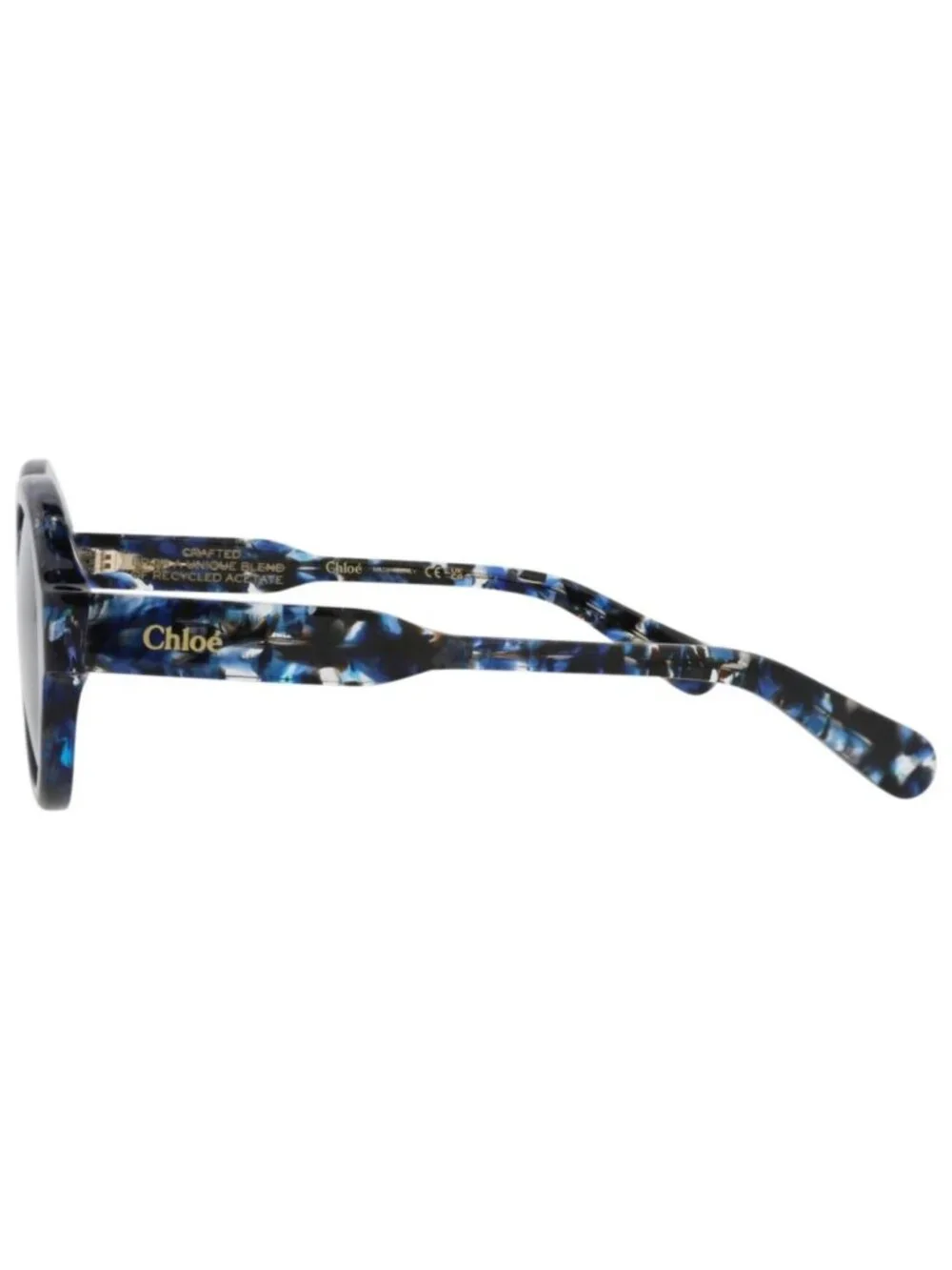 New Chloé Women's Sunglasses Round Oval Recycled Acetate Frame Blue Blue Blue